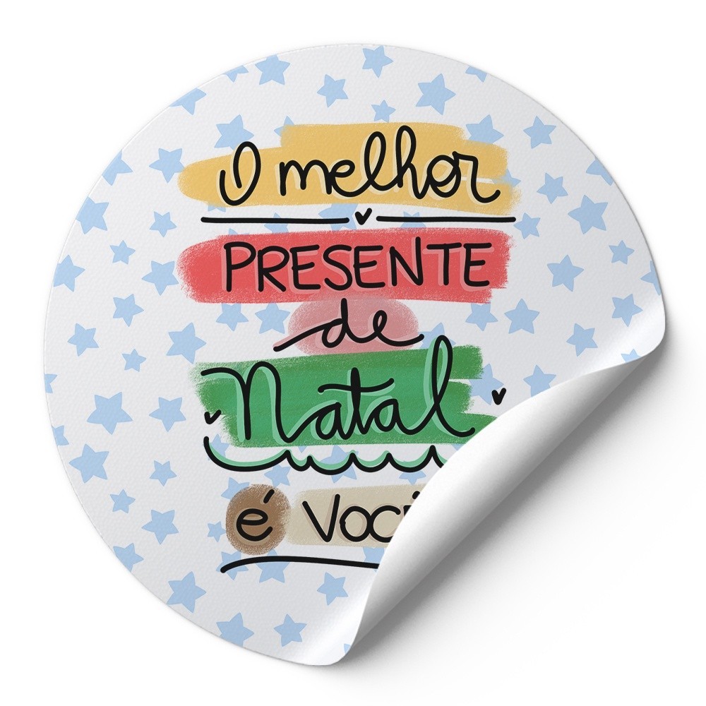 72 Adesivo Decorativo 4Cm Rotulos Autocolante O Melhor Presente De Natal É Você Estrelas Azuis