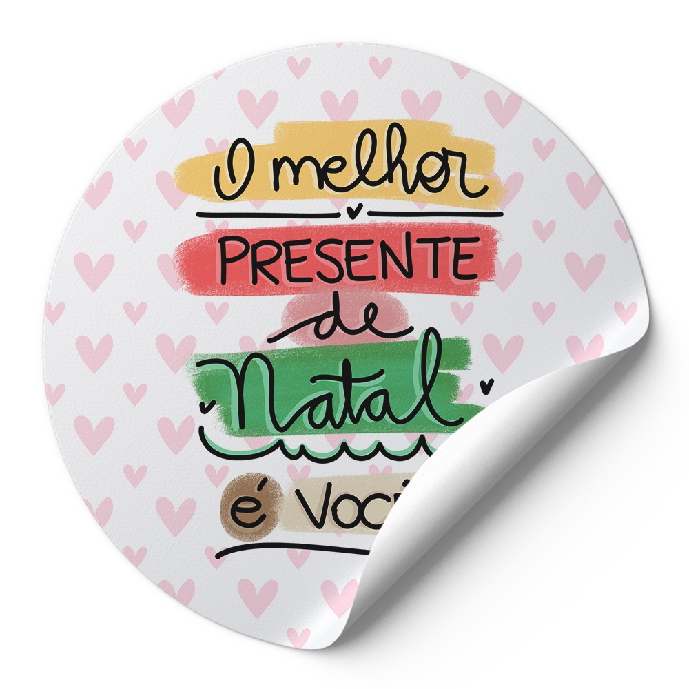 120 Adesivo Decorativo 4Cm Rotulos Autocolante O Melhor Presente De Natal É Você Corações Rosa