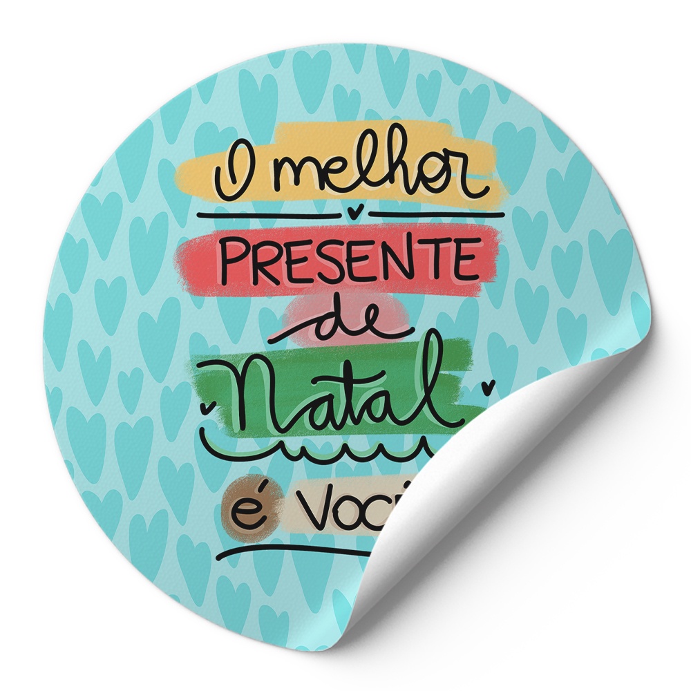 Tag Etiquetas Adesivos Para Embalagens Redonda O Melhor Presente De Natal É Você Corações Esmeralda Ad01287