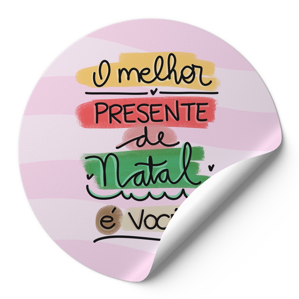 240 Tag Etiquetas Adesivos Para Embalagens Redonda O Melhor Presente De Natal É Você Ondas Rosas Ad01277