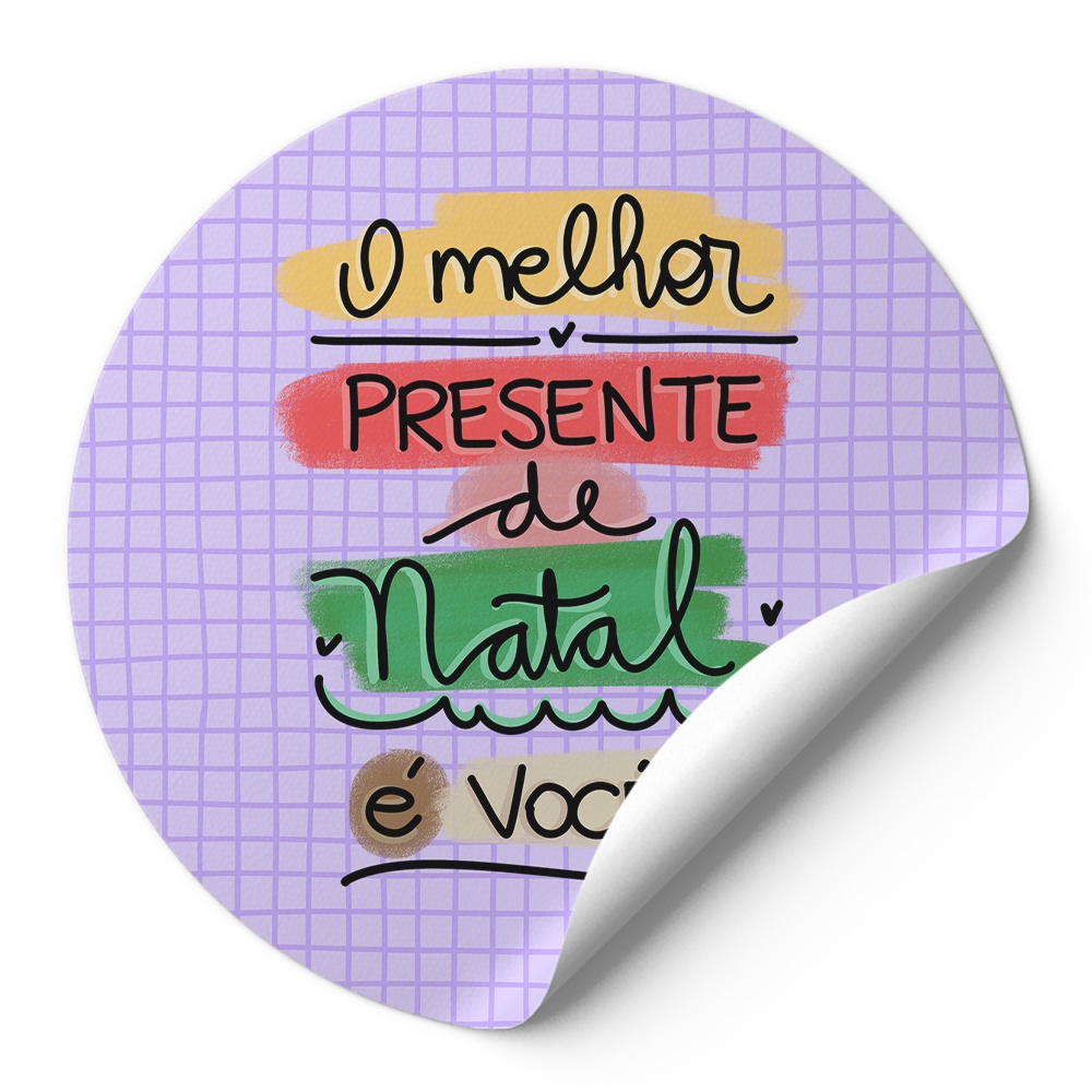 840 Tag Etiquetas Adesivos Para Embalagens Redonda O Melhor Presente De Natal É Você Listrado Roxo Ad01275