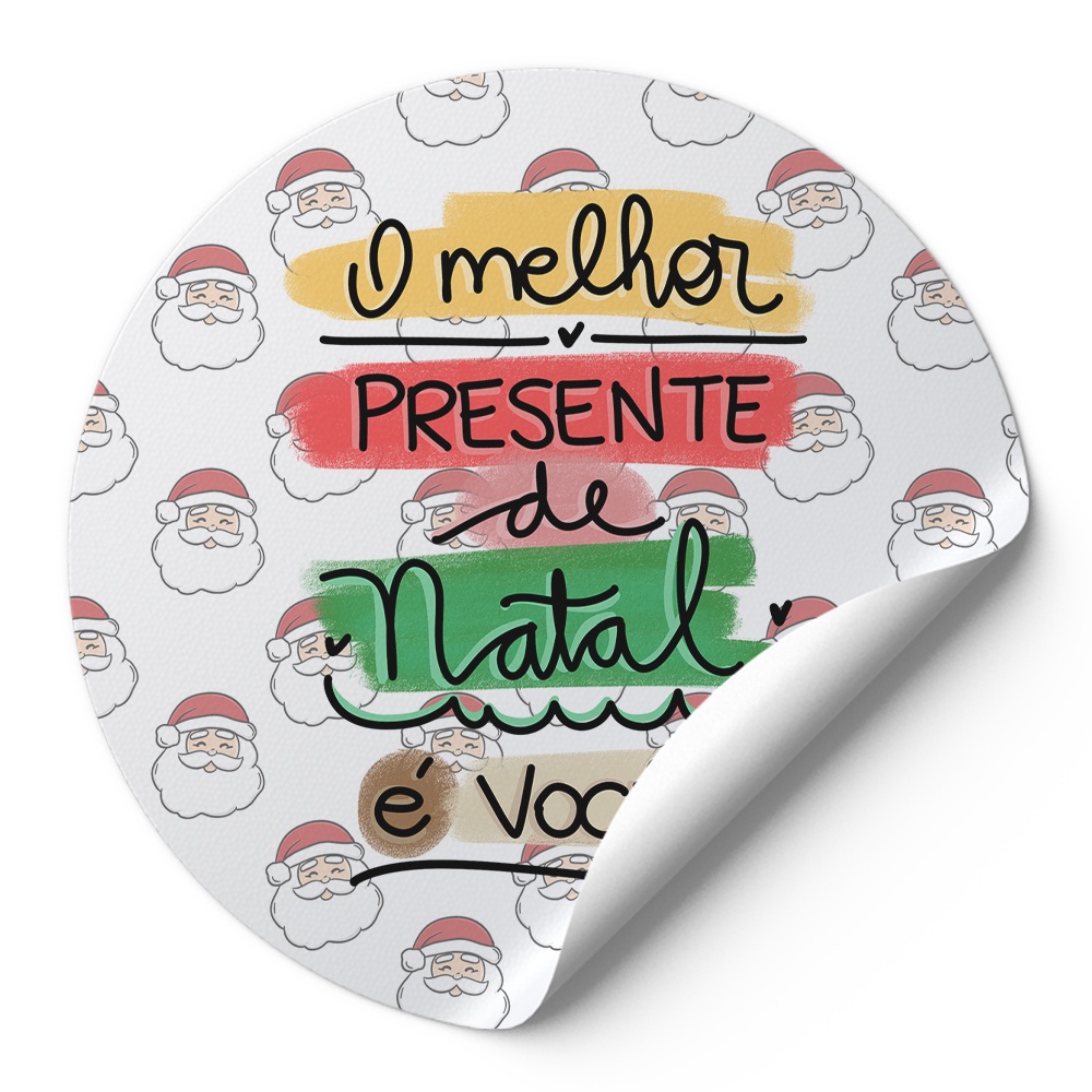 840 Tag Etiquetas Adesivos Para Embalagens Redonda O Melhor Presente De Natal É Você Pattern Papai Noel Ad01290