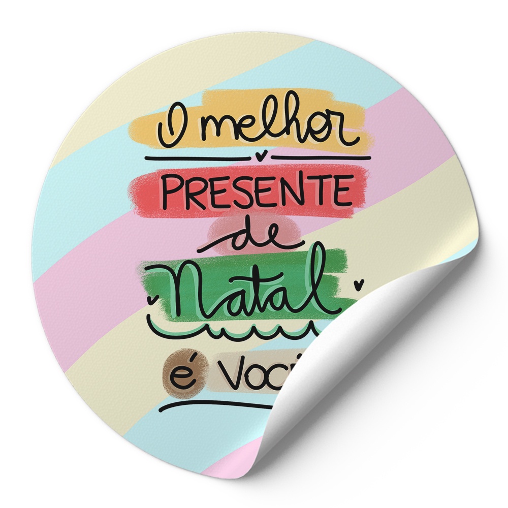840 Tag Etiquetas Adesivos Para Embalagens Redonda O Melhor Presente De Natal É Você Ondas Em Tons Pasteis Ad01279