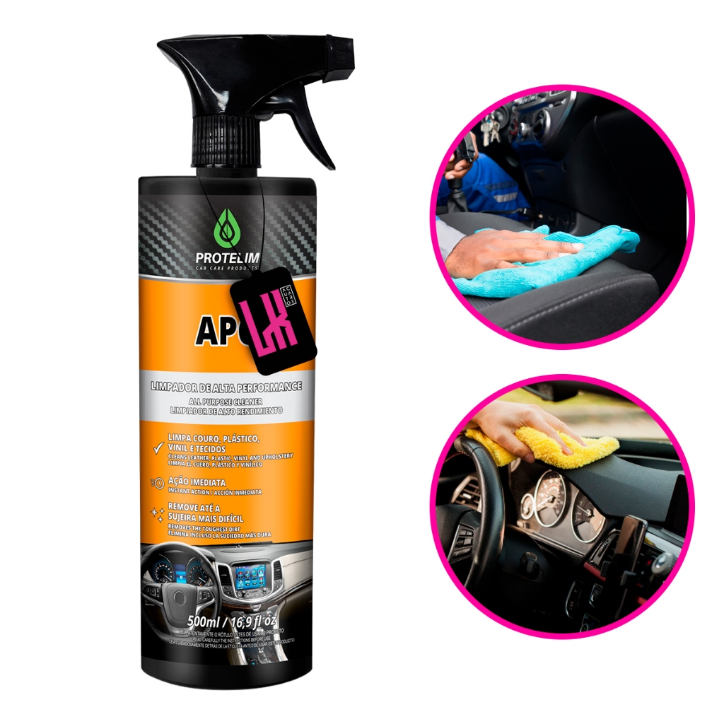 APC Pronto Uso 500ml Protelim Limpador Multiuso Limpa Interna Couro Plastico Tecido Motor Pneu
