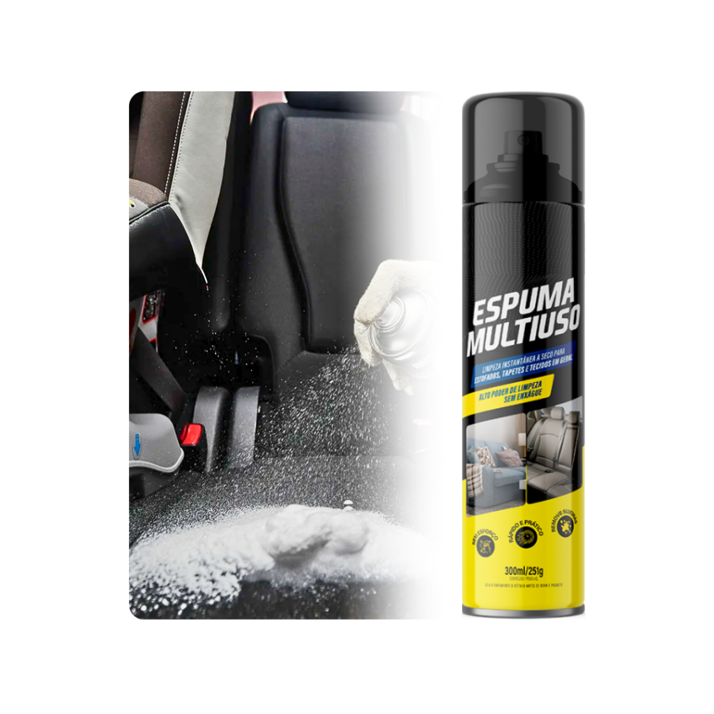 Espuma Multiuso Mundial Prime Limpeza Seco Tecidos Estofados Sapatos Sofá Casa Carro Carpete 300ml