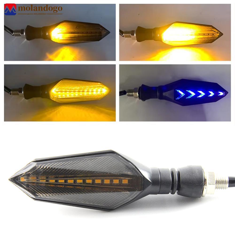 Milandogo 2 Pcs Motocicleta LED Sinais De Volta Luz Âmbar Fluindo Pisca DRL Diurna 12V Lâmpada Indicadora À Prova D'água