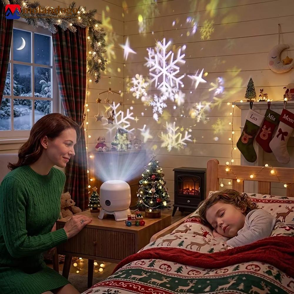 Milandogo 800mAh/USB LED Oceano Floco De Neve Projetor De Natal Luz Colorida Rotativa Atmosfera Noturna Para Quarto D7E9