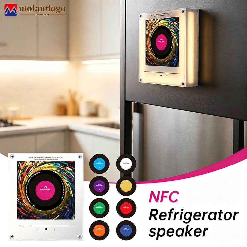 Milandogo Rotativo Touch Ativado Mini Disco De Vinil Estilo Imã De Geladeira Leitor De Música Portátil LED Lâmpada Notur