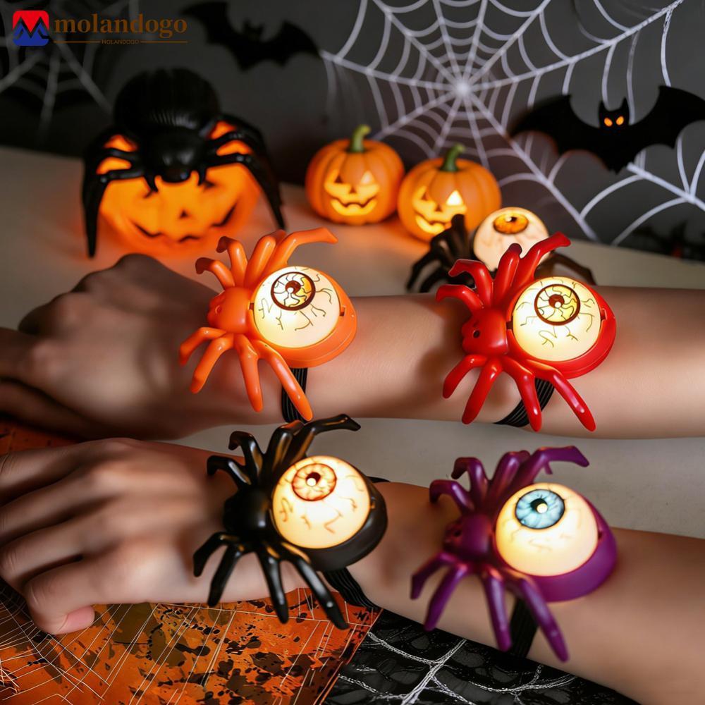 Milandogo LED Light Up Spider Pulseira Brinquedo Halloween Brilhante Aranha Elástica Para Crianças Favores De Festa Doce