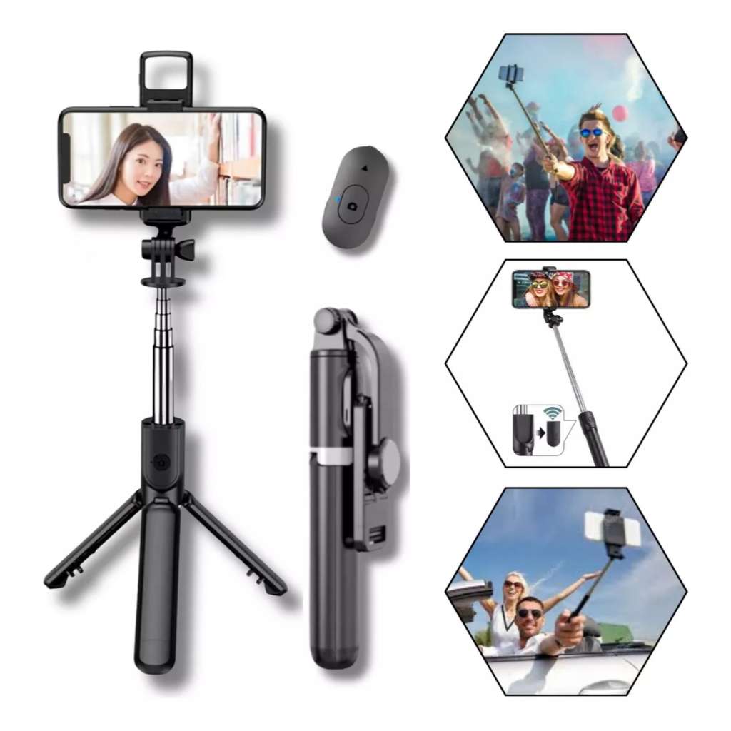 Selfie Stick Bastão Tripé Bluetooth Com Led E Controle Bt