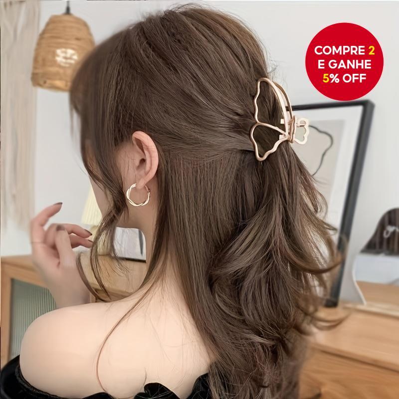 Borboleta Metal Grampo De Cabelo Volta Cérebro Garra Grande Clipe Headwear Tubarão High-end Sentido Ornamento Feminino