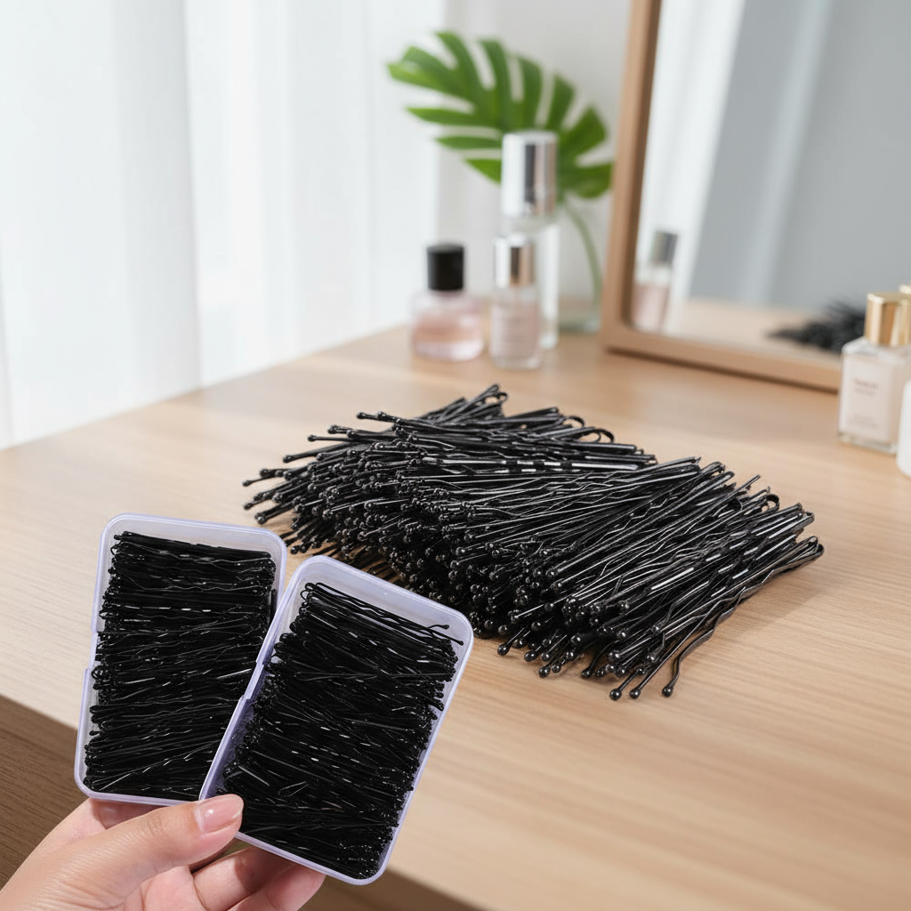 50pcs U-Shape Preto Liga Bobby Pinos, Grampos de Cabelo Ondulados para Mulheres, Noiva de Metal Pinos de Cabelo,