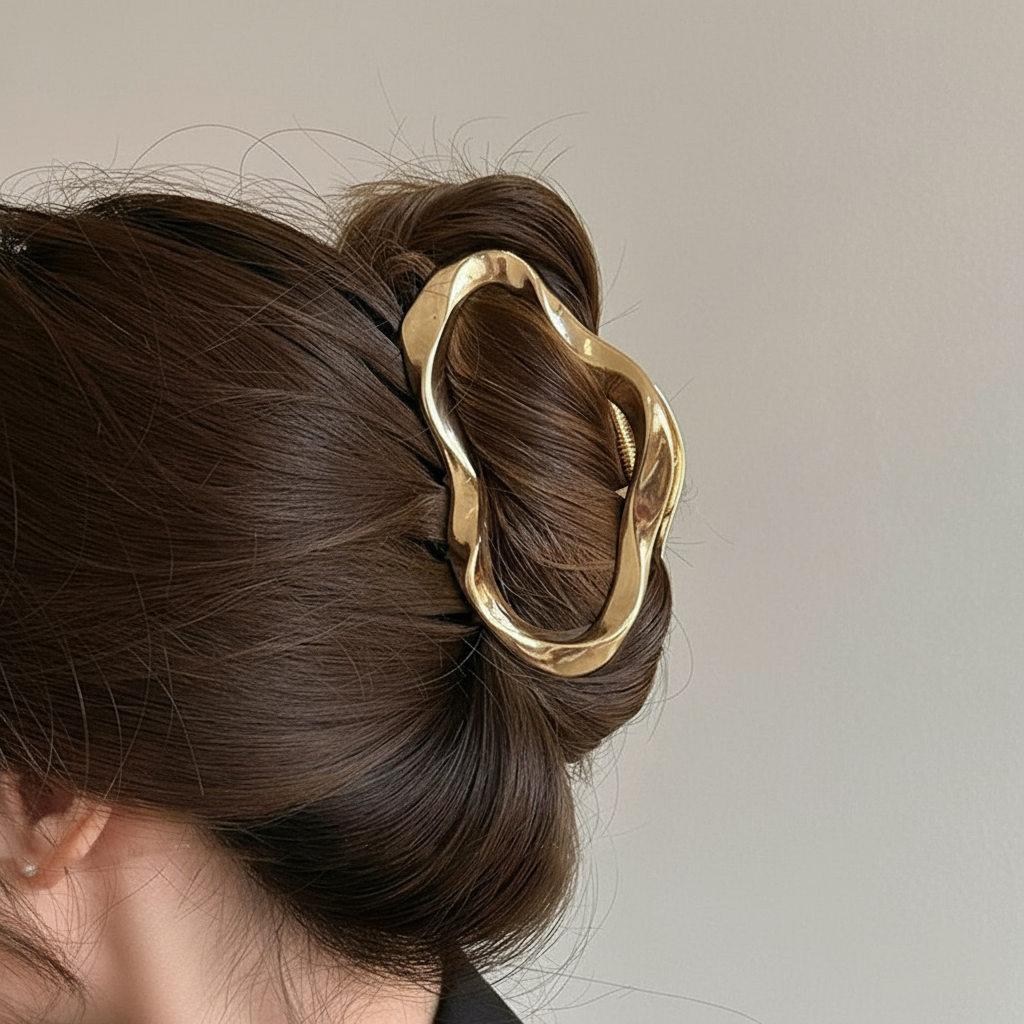 1 Peça Grampo de Cabelo Vazado em Metal, Acessório Estiloso e Minimalista para Cabelo de Menina
