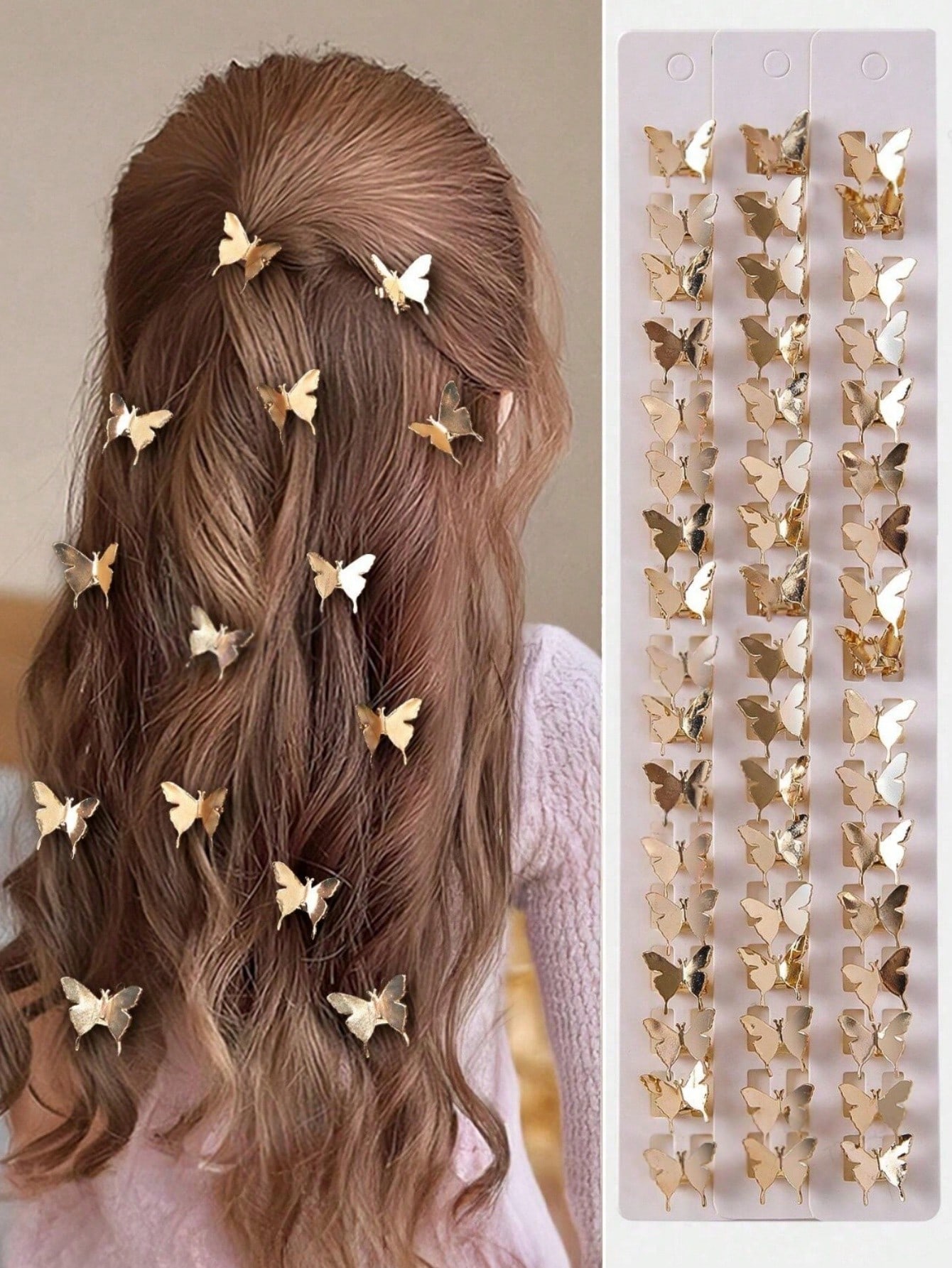 10 Peças Presilhas De Cabelo De Metal Borboleta 3d Douradas Para Meninas E Crianças , Acessórios Fofos Tranças Franjas