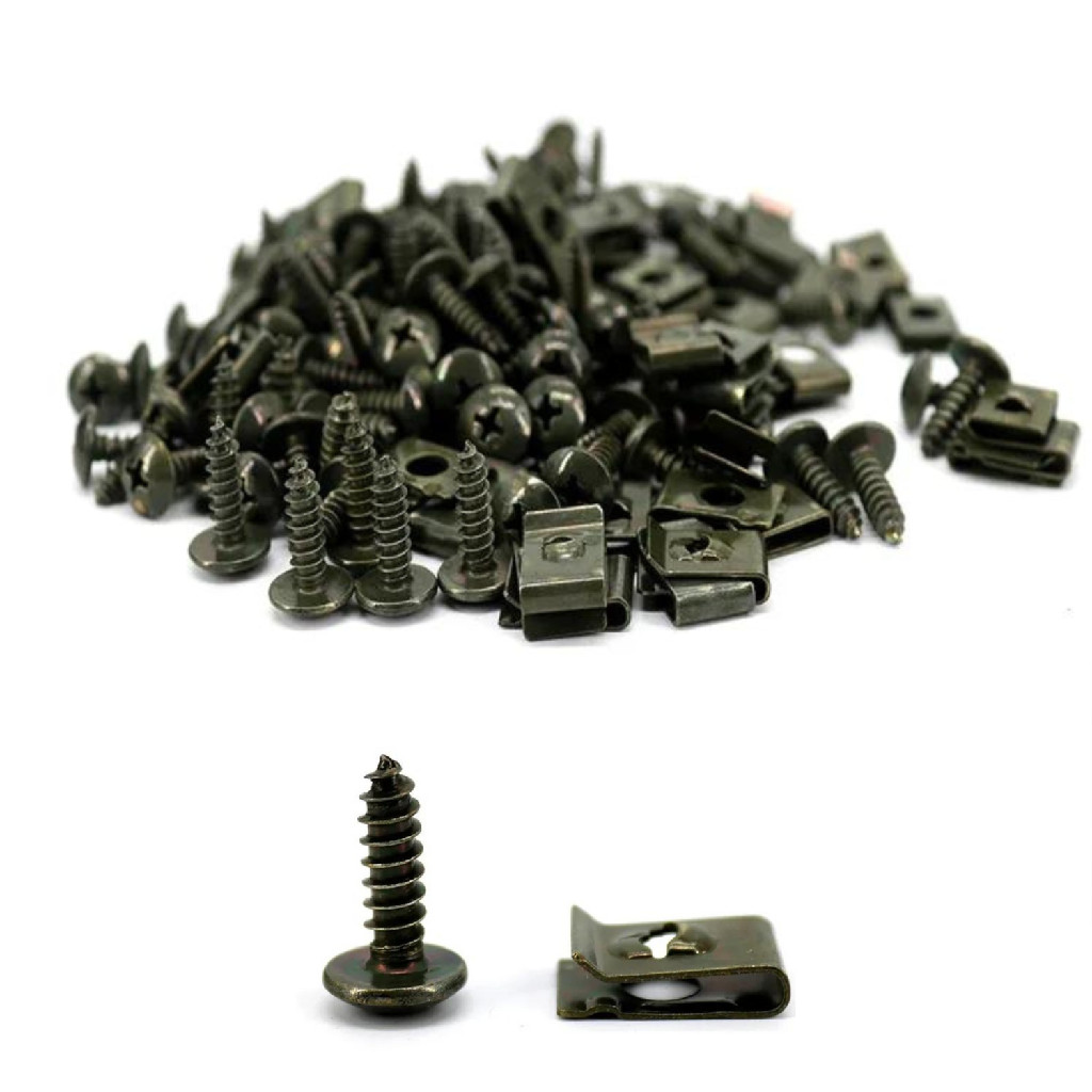KIT 50 GRAMPOS PRESILHAS E PARAFUSOS  METAL ARRUELA RAPIDA