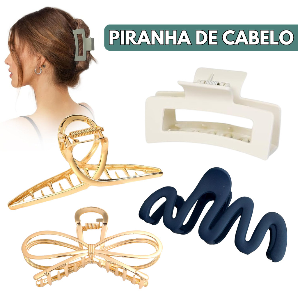 Kit Presilhas Piranha Prendedor De Cabelo Plástico Metal Colorido - Escolha Seu Kit