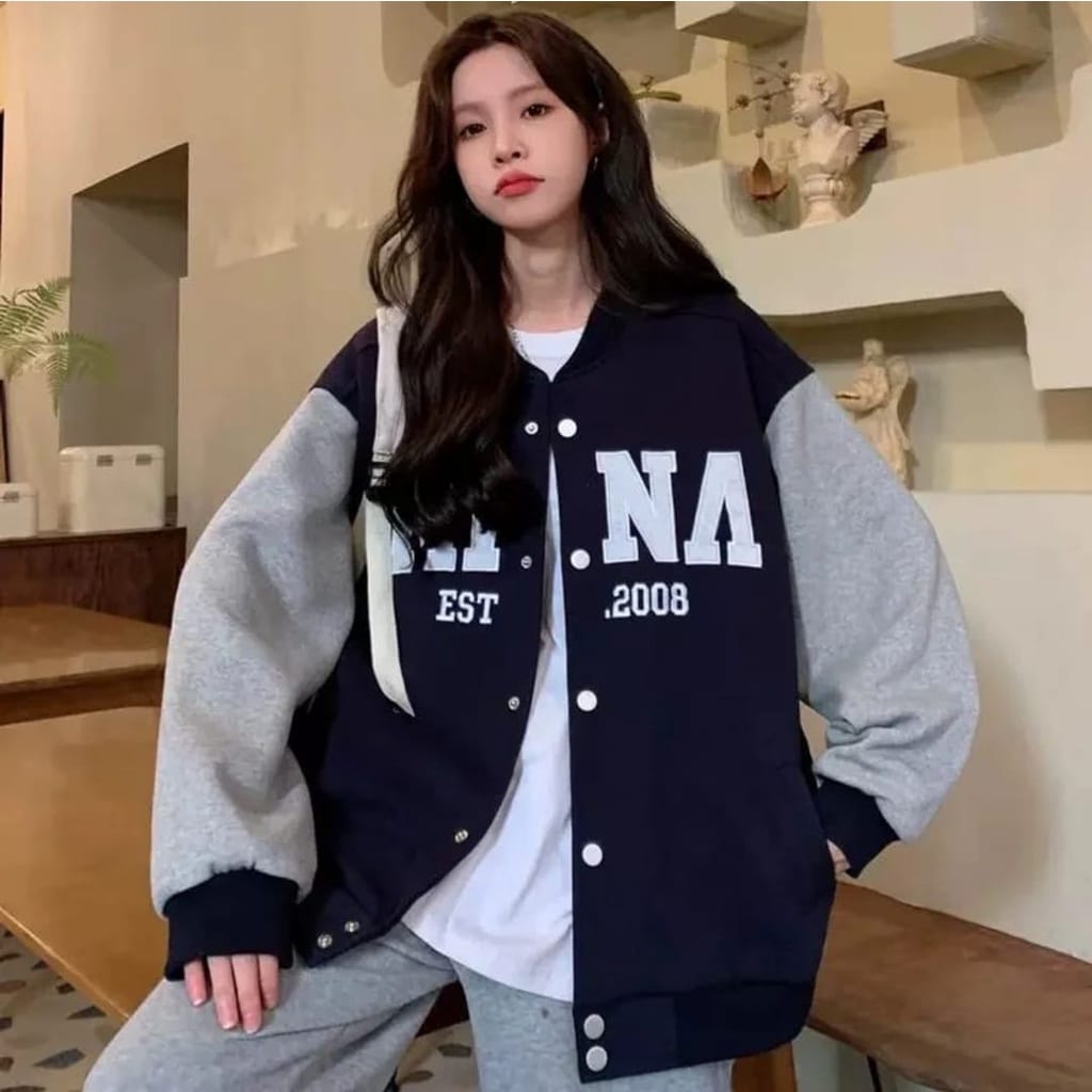 BASEBALL MINA VARSITY Coreano-Jaqueta Mulheres