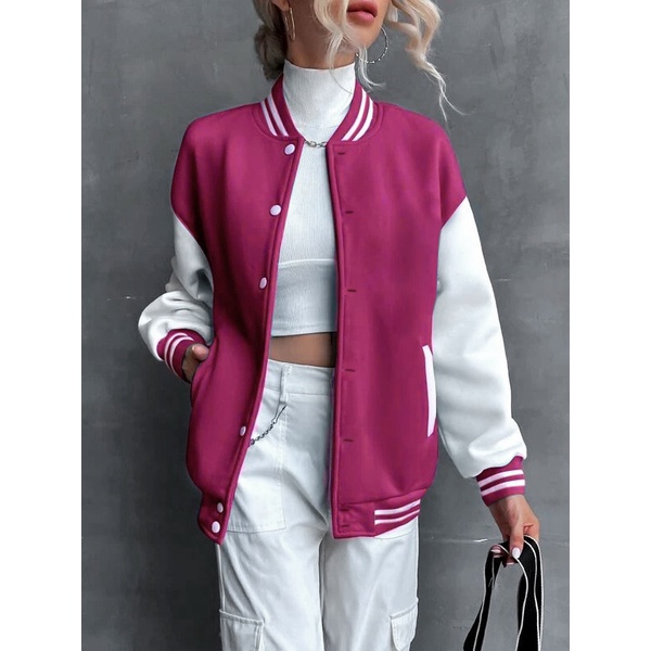 Jaqueta Bomber Oversized College Varsity Feminina ombro caido - Lisa