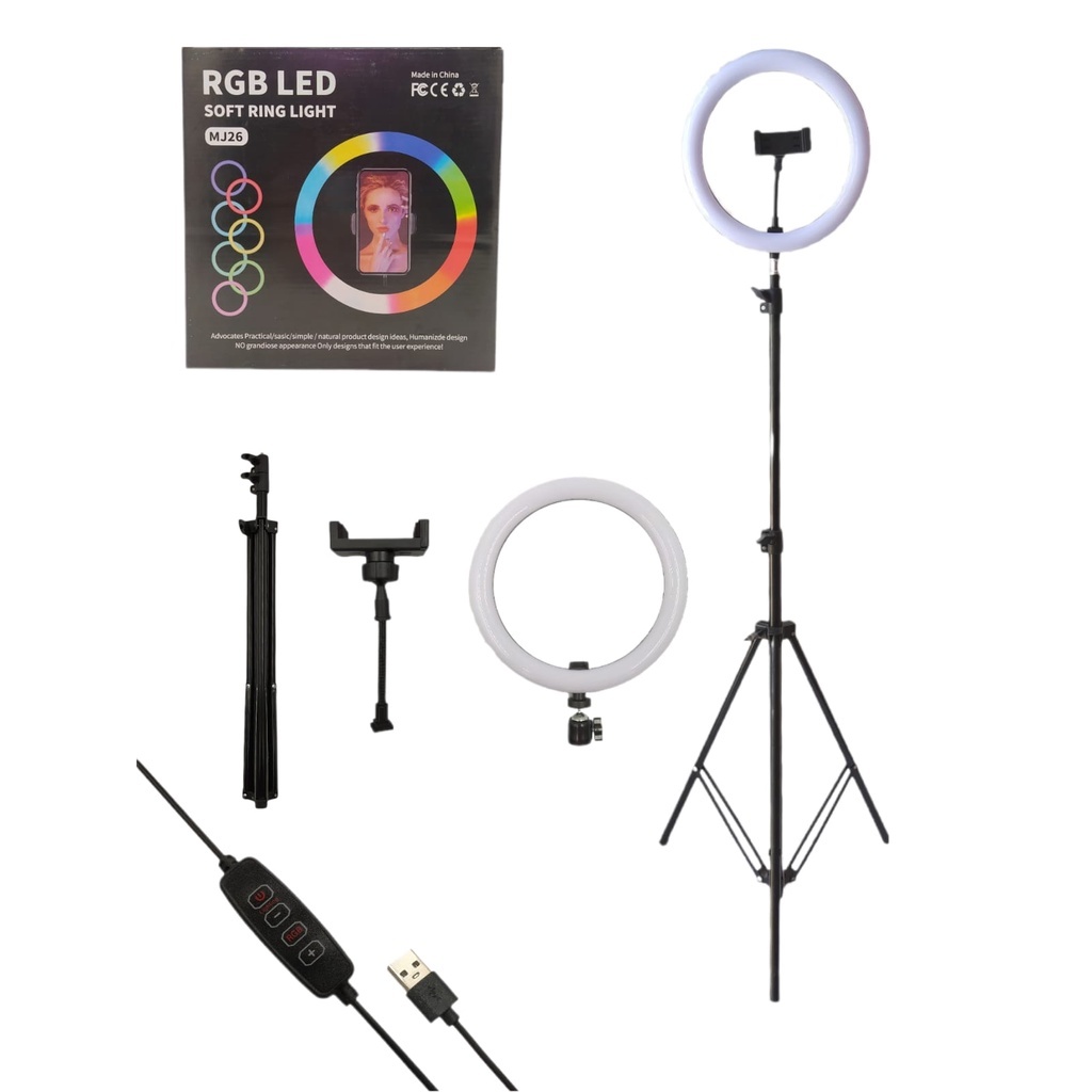 Ring Light Colorido Iluminador Led 10 Polegada 26cm + Tripé 1,10m
