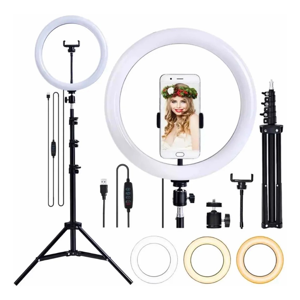 Ring Light Iluminador Anel Luz 30cm 12 Polegadas + Tripé 1,10m Atacado