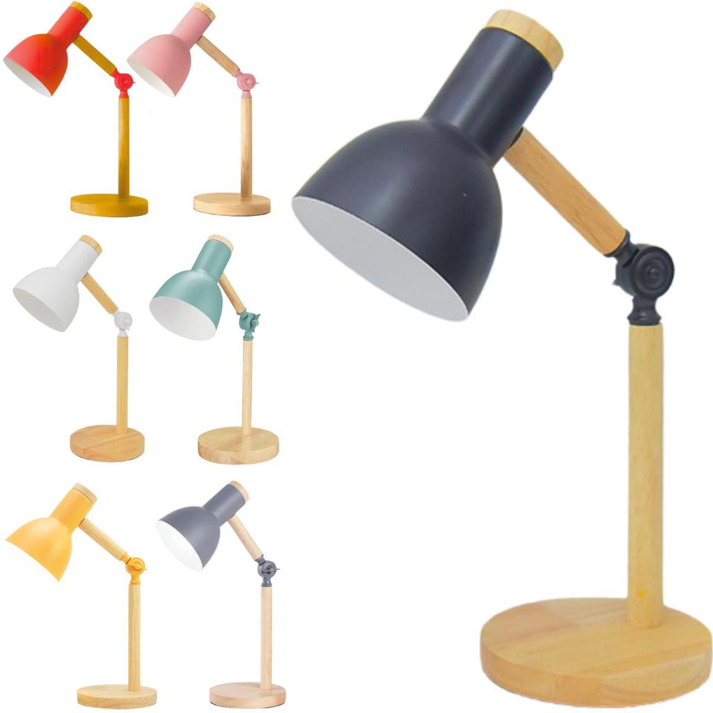 Luminária Mesa Abajur 45cm Articulada Retrô Madeira Gimpo KJTD-685-PAI