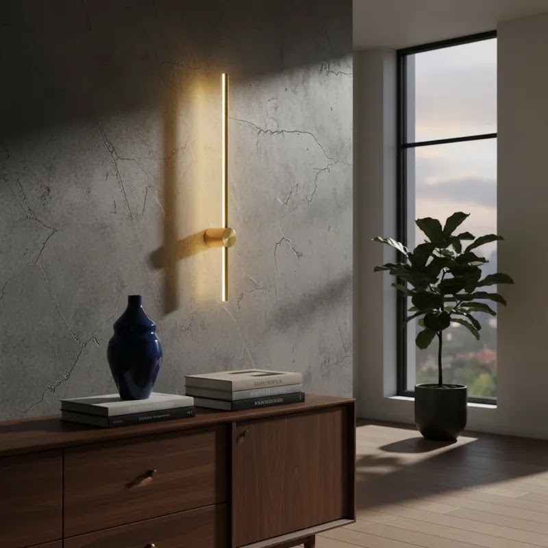 Luminária Arandela 80cm Parede 360° LED 3x1 Barra Luz Indireta Gimpo KJBD-171-GOLD