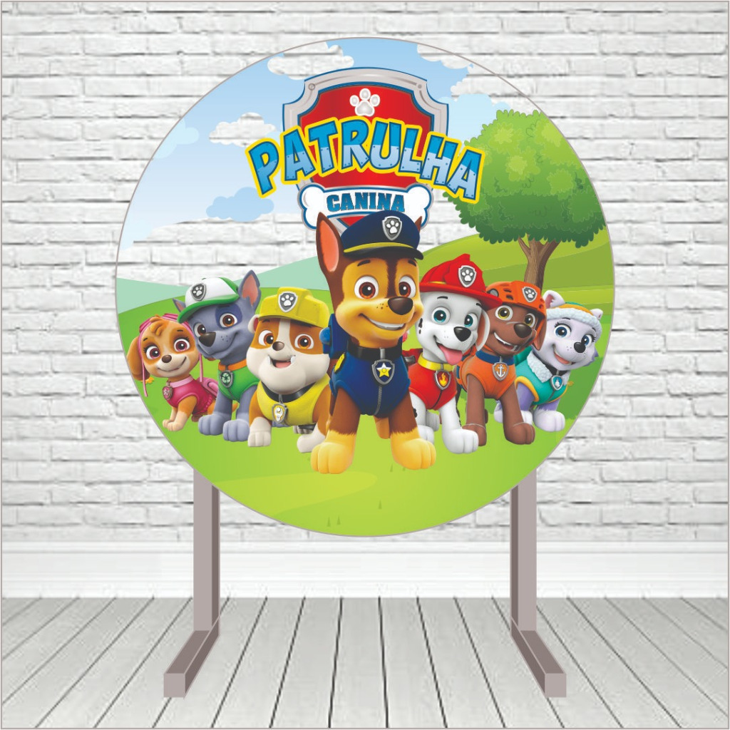 Painel Redondo de Tecido Sublimado com Elástico Patrula Canina Paw Patro