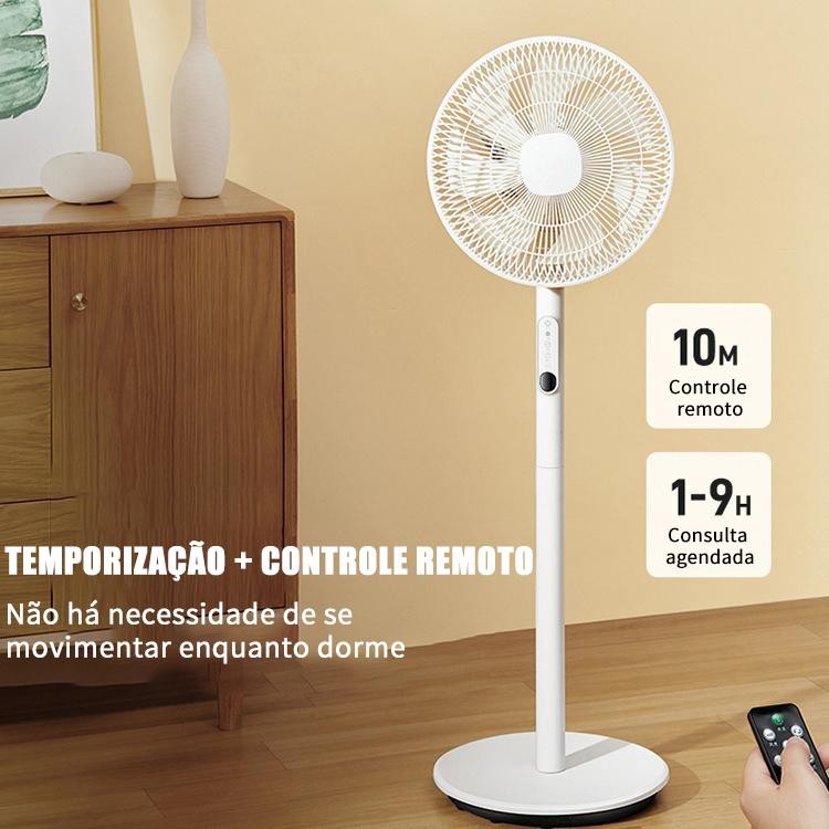 Dreo Ventilador Pedestal: 90° Swing, 25dB, 3 Vel., Remoto. Altura 34-41