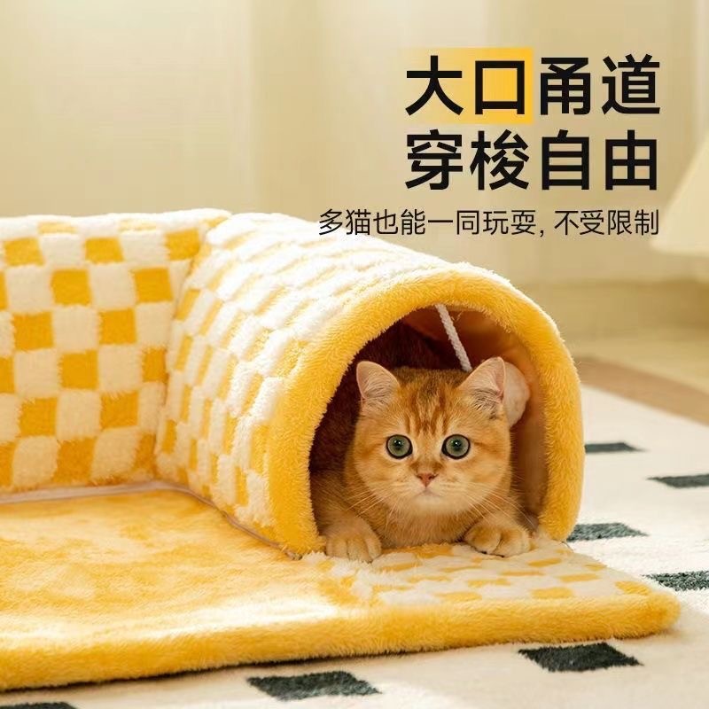 Influenciador túnel de maca de gato sensação fechada gato quatro estações Universal escondendo casa inverno quente tapet
