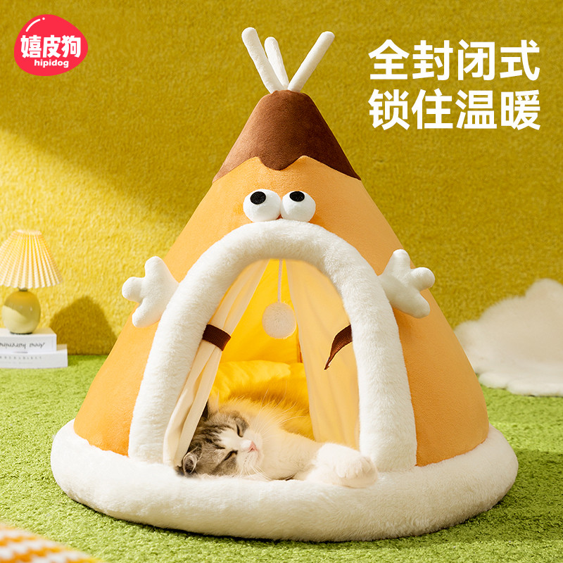 Maca de gato inverno quente fechado-fechado tenda de gato gato escondendo casa sensação de segurança inverno Yurt dormir