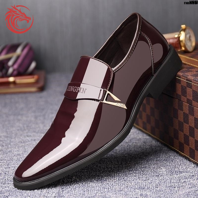 Sapatos altos aquecidos? Coleção Primavera Vestido de Casamento em Couro Brilhante Preto e Marrom > Couro Genuíno Mascul