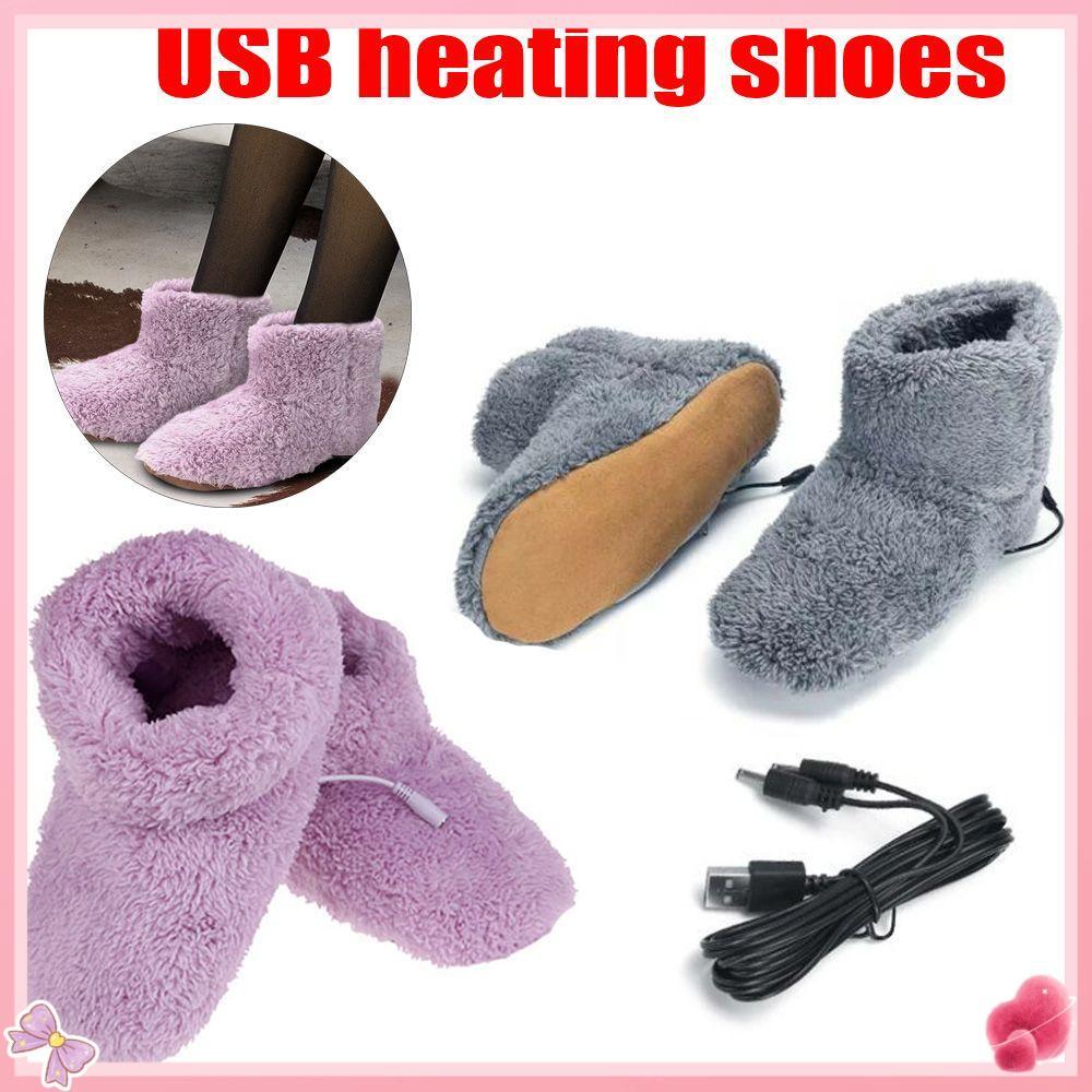 Sapatos Aquecedores De Pés Pelúcia Confortável Lavável Aquecidos Elétricos