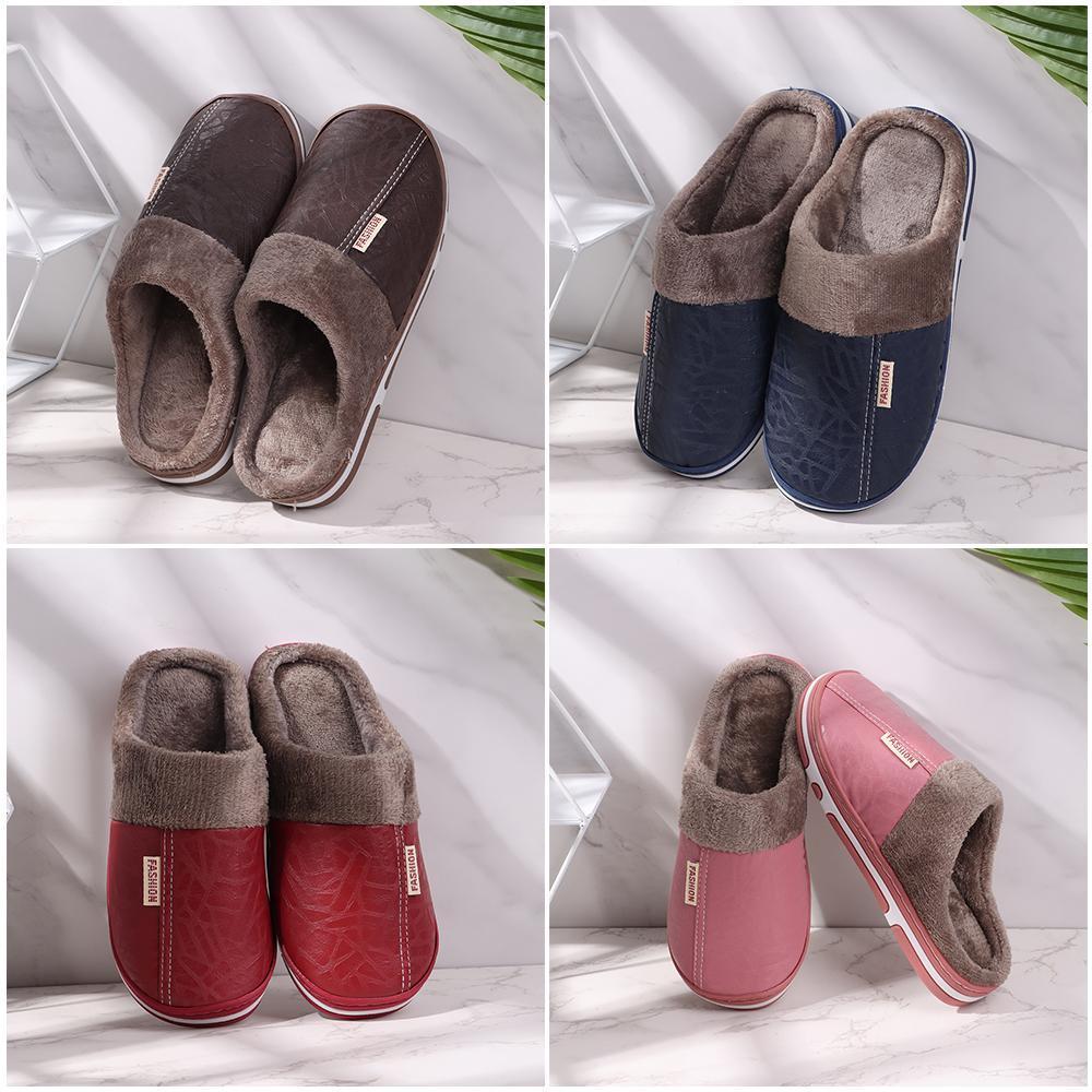 Os Chinelos Da CasaMantêm Sapatos De Algodão Portáteis De Couro PU Aquecidos