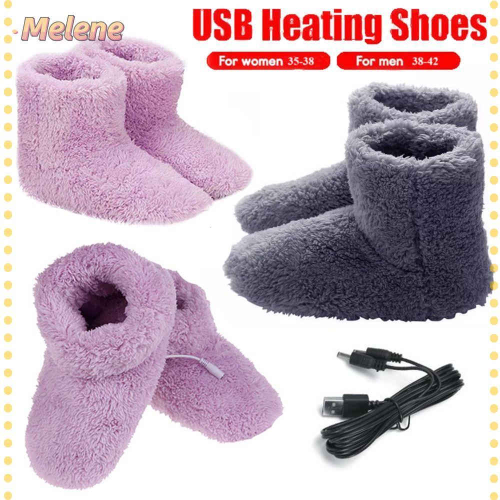 MELENEY9 Sapatos Aquecedores De Pés Pelúcia Lavável Confortável Aquecidos Elétricos