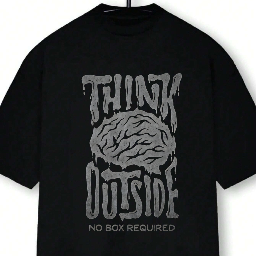 Camiseta Masculina Think Outside No Box Required Streetwear 2025 Novo
