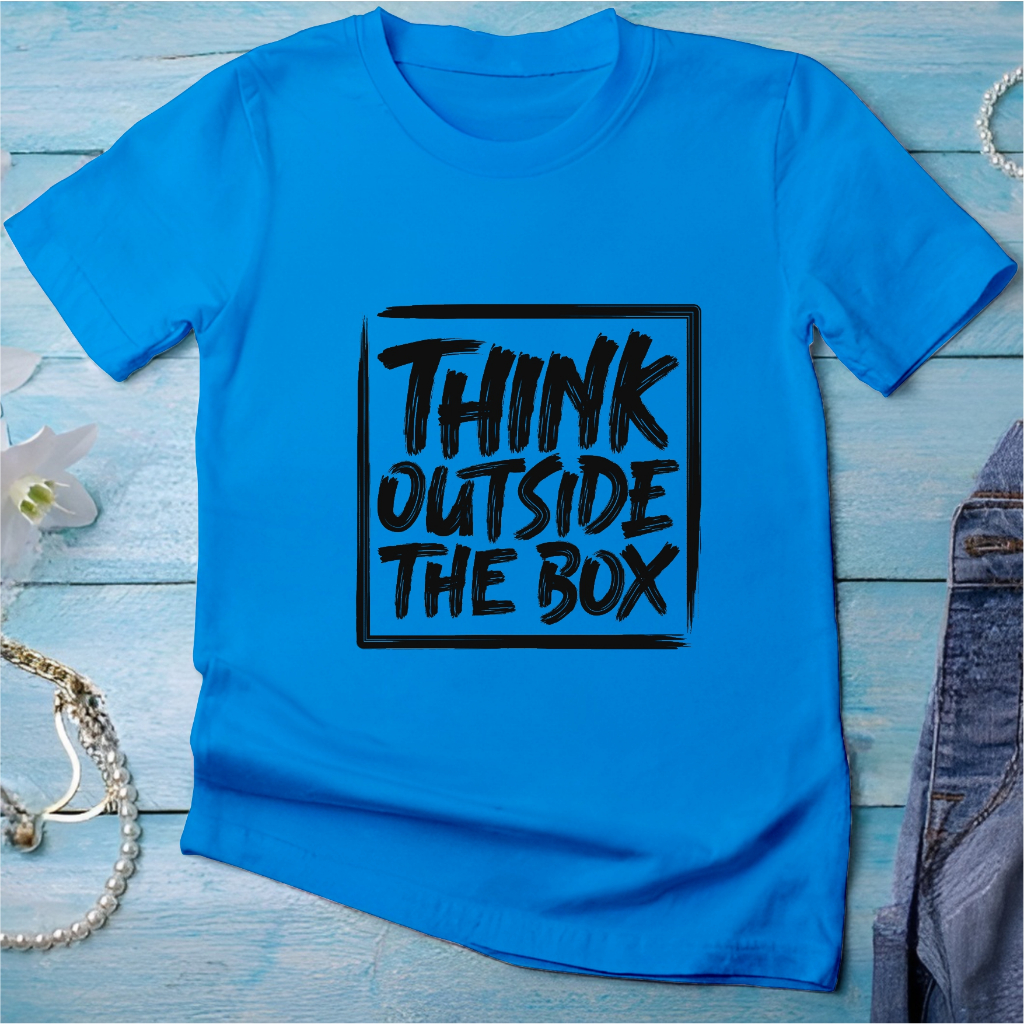 Camiseta Think Outside the Box 100% Algodão Estilo de rua Streetwear Camisa