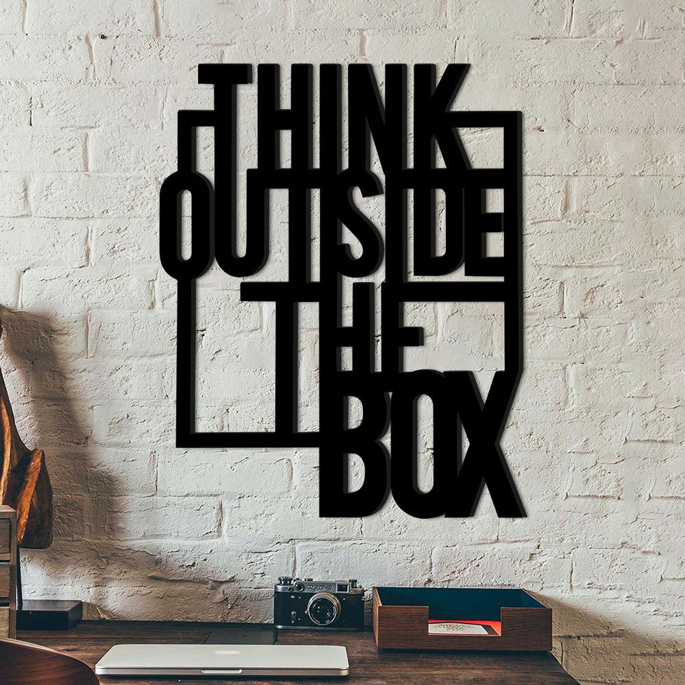 Quadro Vazado Think Outside The Box Mdf Preto