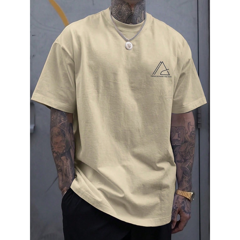Camiseta Camisa Think Outside The Box Triângulo Gráfica Geométrica Streetwear 100% Algodão
