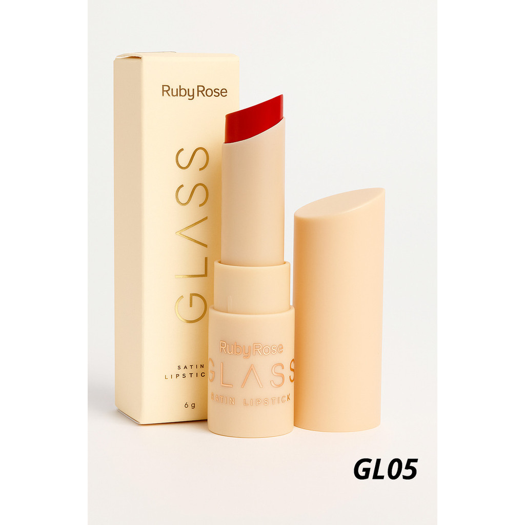 Batom Creamy Matte Glass Tom GL05 Ruby Rose