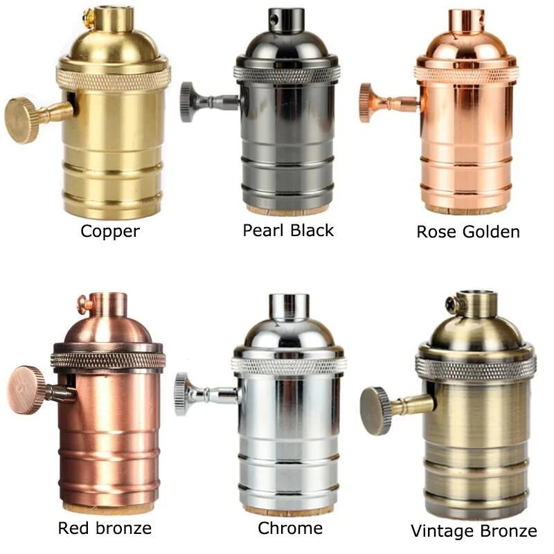 E27 Base Da Lâmpada De Cobre DIY Suporte Com Interruptor Edison Iluminação Do Vintage Soquete Parafuso Antigo Bronze Lum
