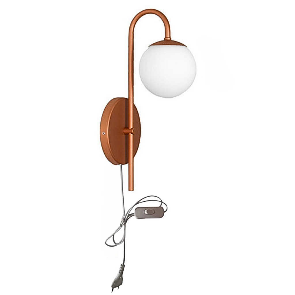 Luminária  Arandela Interna Quarto Cobre com  Interruptor  Liga desliga Branco Bivolt