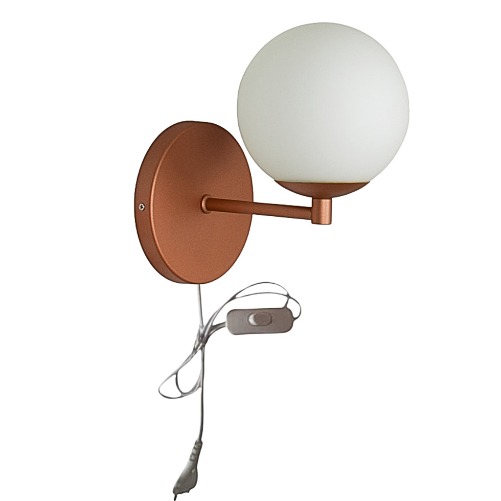 Abajur Arandela Interna Cobre Interruptor Branco + Led G9