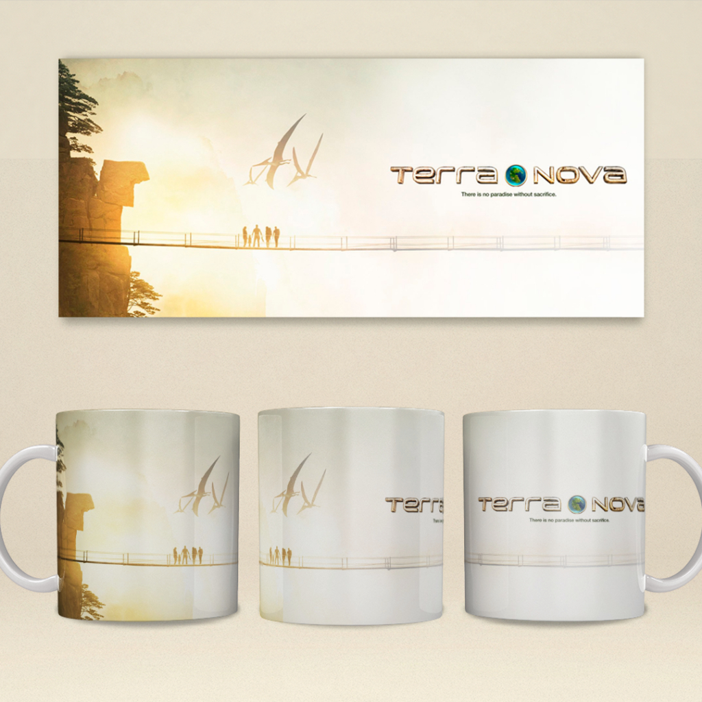 Caneca Terra Nova Série Ficção Científica Dinossauros Viagem No Tempo Porcelana Personalizada 325ml AAA Presente