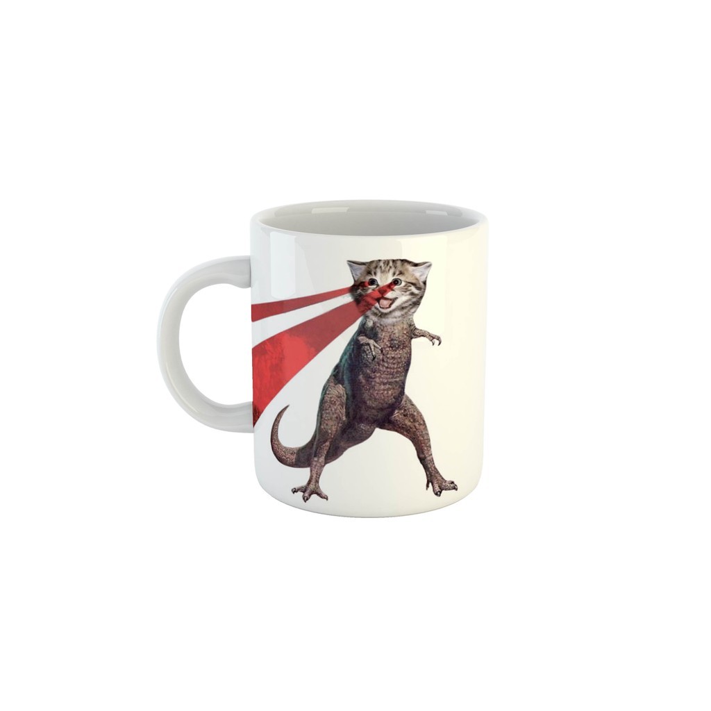 Caneca Montagem Engraçada Gatinho Dinossauro