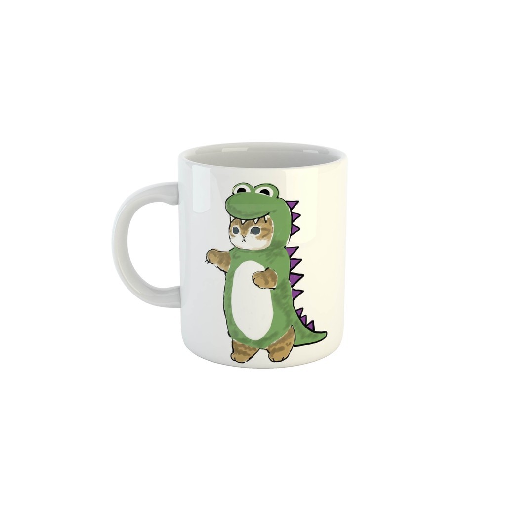 Caneca Desenho Fofo Gatinho vestido de Dinossauro