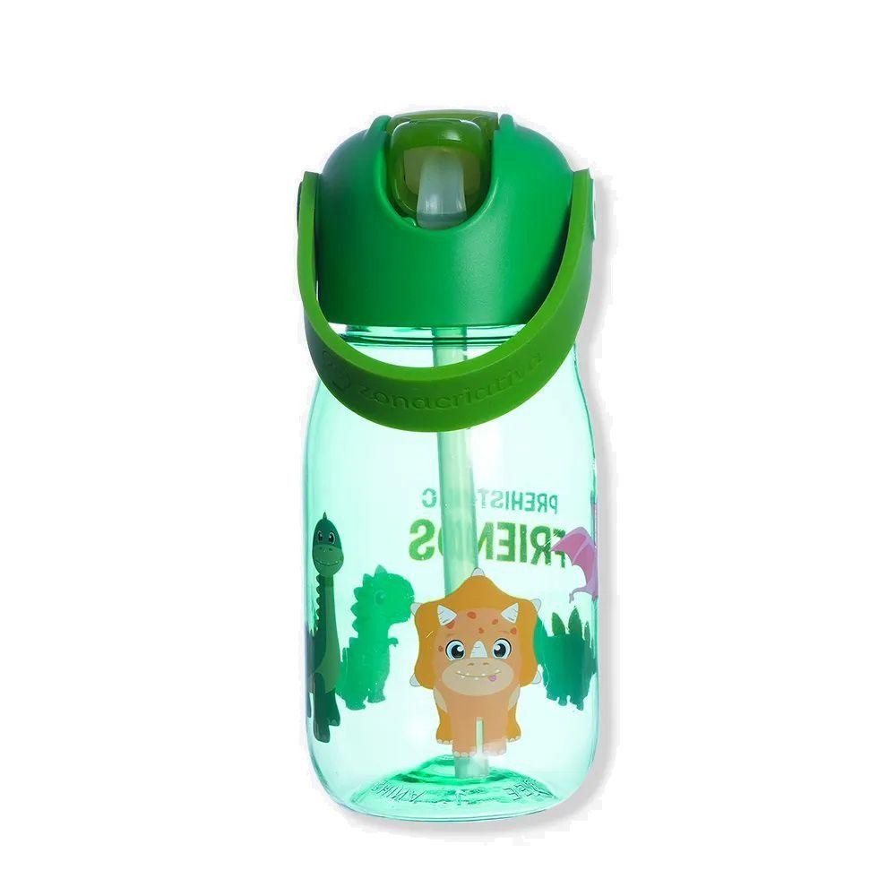 Garrafa Flip Dinossauro 400ml Squeeze Infantil Com Canudo - ZC