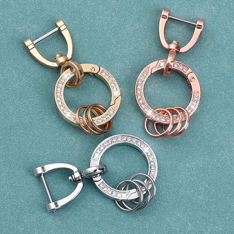 Novo Porta-Chaves Fashion Rhinestone Redondo De Metal Ornamentos Pendurados Homens Mulheres Elegante Acessórios Presente