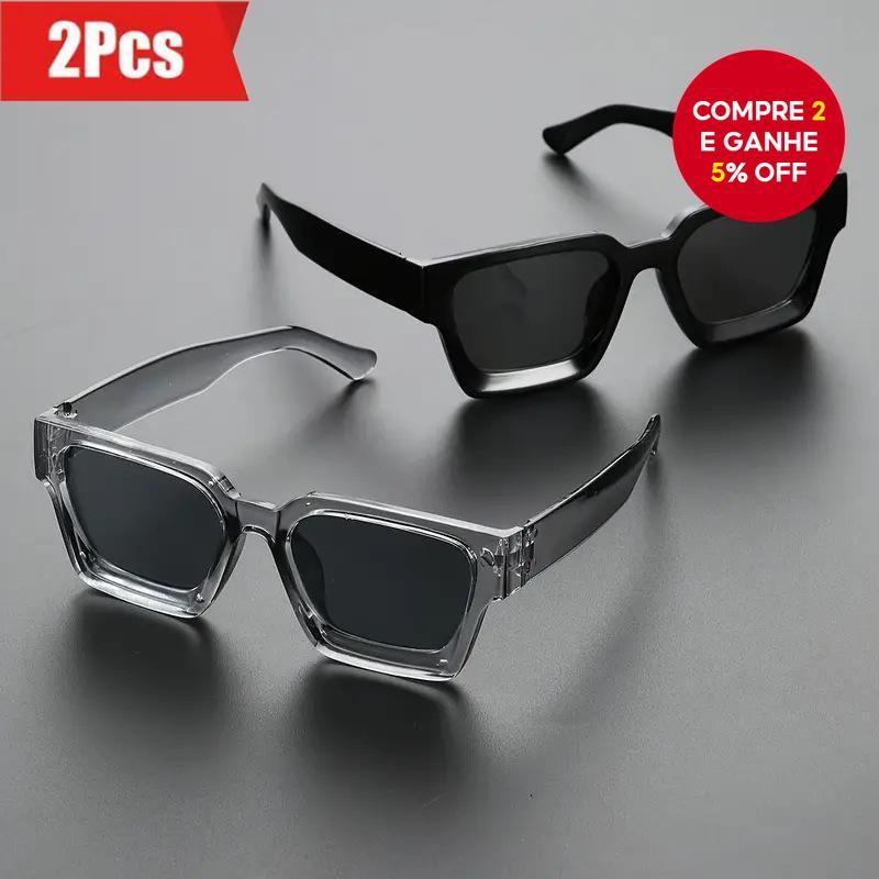 2 Unidades De Óculos De Sol Unissex Elegantes Quadrados UV400 Para Homens E Mulheres