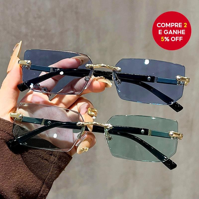 Óculos de sol sem armação elegantes para homens e mulheres com proteção UV400 e lentes degradê.