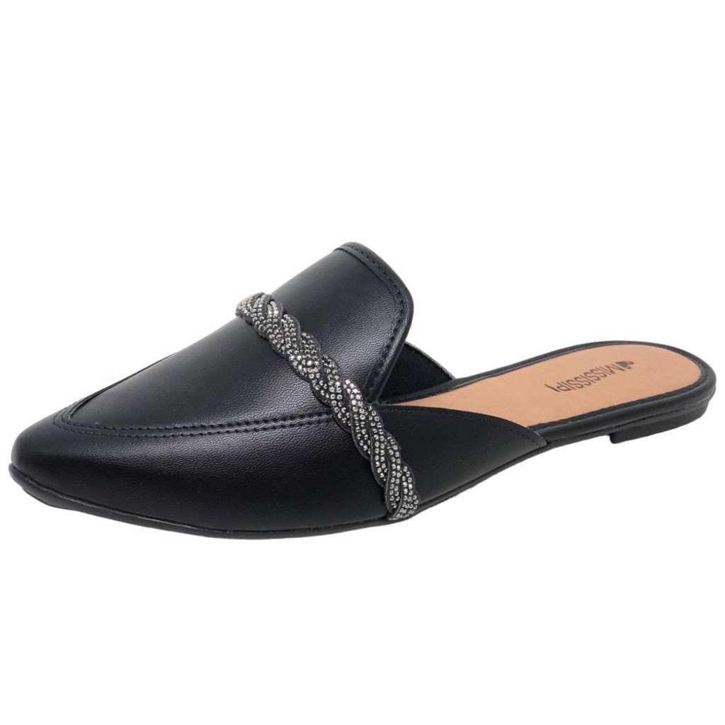 Mule Feminino Tira Strass Casual Conforto Mississipi